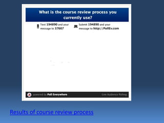 Results of course review process
 