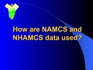 How are NAMCS and NHAMCS data used? 