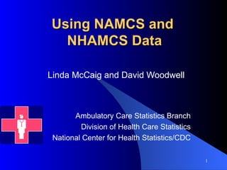 Linda McCaig and David Woodwell Ambulatory Care Statistics Branch Division of Health Care Statistics National Center for Health Statistics/CDC Using NAMCS and  NHAMCS Data 