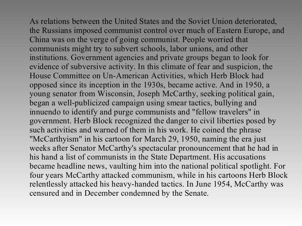 Mccarthyism and the media essay example picture