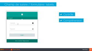 ‹#›#seocamp
Champ de saisie / formulaire: labels
17
Contrôle
Compréhension
 