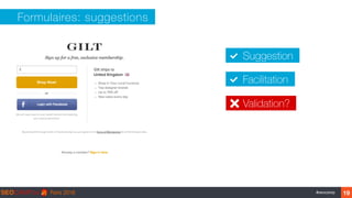 ‹#›#seocamp
Formulaires: suggestions
19
Suggestion
Facilitation
Validation?
 