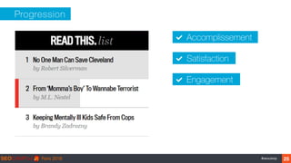 ‹#›#seocamp
Progression
25
Accomplissement
Satisfaction
Engagement
 