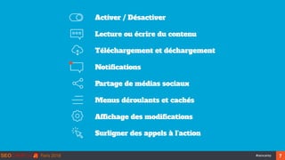 ‹#›#seocamp
Activer / Désactiver
Lecture ou écrire du contenu
Téléchargement et déchargement
Notifications
Partage de médi...