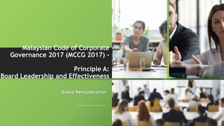 Malaysian Code of Corporate
Governance 2017 (MCCG 2017) -
Principle A:
Board Leadership and Effectiveness
Board Remuneration
Dayana Mastura Baharudin
 