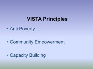 VISTA PrinciplesAnti PovertyCommunity EmpowermentCapacity Building