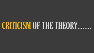 CRITICISM OF THE THEORY……