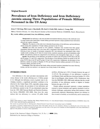 Iron Deficiency Anemia in Army BCT/AIT/Perm Party 2006