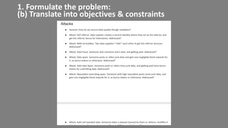1. Formulate the problem:
(b) Translate into objectives & constraints
 