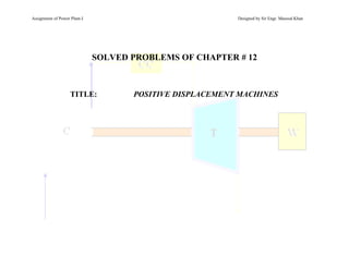 Assignment of Power Plant-I Designed by Sir Engr. Masood Khan
SOLVED PROBLEMS OF CHAPTER # 12
TITLE: POSITIVE DISPLACEMENT MACHINES
 
