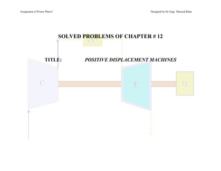 Assignment of Power Plant-I Designed by Sir Engr. Masood Khan
SOLVED PROBLEMS OF CHAPTER # 12
TITLE: POSITIVE DISPLACEMENT MACHINES
 