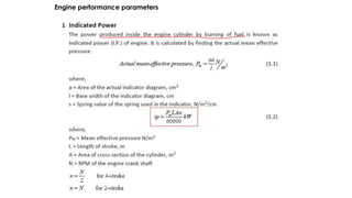 Engine performance parameters
 