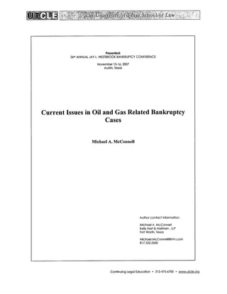 Current Issues in Oil and Gas Related Bankruptcy Cases