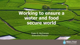 Working to ensure a
water and food
secure world
Peter G. McCornick
Executive Director
 