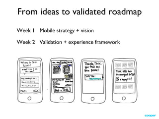 From ideas to validated roadmap Week 1 Mobile strategy + vision Week 2 Validation + experience framework 