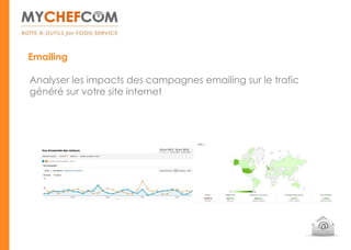 Emailing

Analyser les impacts des campagnes emailing sur le trafic
généré sur votre site internet
 