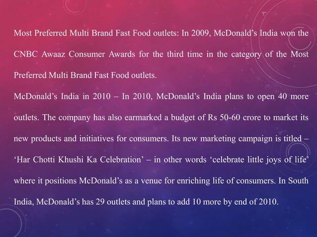 case study on mcdonald's india