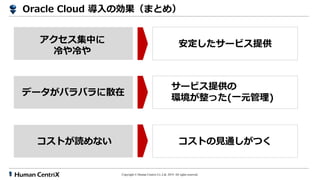 Copyright ? Human Centrix Co.,Ltd. 2019. All rights reserved.
Oracle Cloud ΄ޤȤᣩ
`ӥṩ
hä(һԪ)
ȤҊͨĤȤiʤ
Ф

`ӥṩ
ǩ`ХХɢ
 