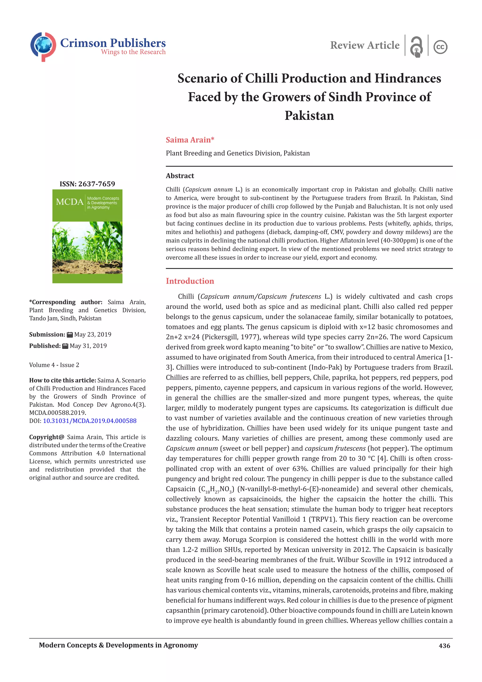 Chilli Production Guide.pdf Scenario of Chilli Production and Hindrances Faced by the Growers of ...