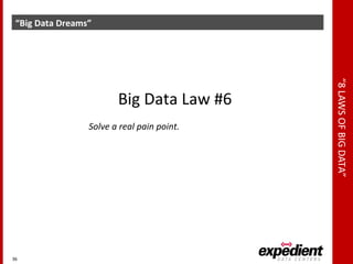 “8LAWSOFBIGDATA”
“Big Data Dreams”
36
Big Data Law #6
Solve a real pain point.
 
