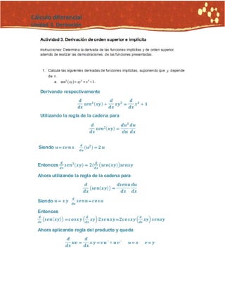 Cálculo diferencial
Unidad 3. Derivación
 