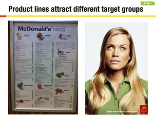 Product lines attract different target groups 
STEP 1 
 