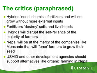 Maize example-CIMMYT/Nepal or CSISA