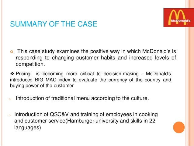 mcdonald's case study conclusion