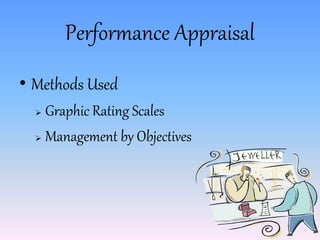 Performance Appraisal
• Methods Used
 Graphic Rating Scales
 Management by Objectives
 