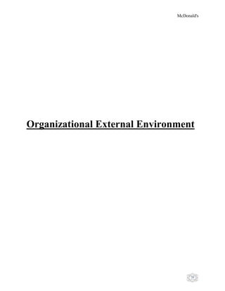 McDonald's
20
Organizational External Environment
 