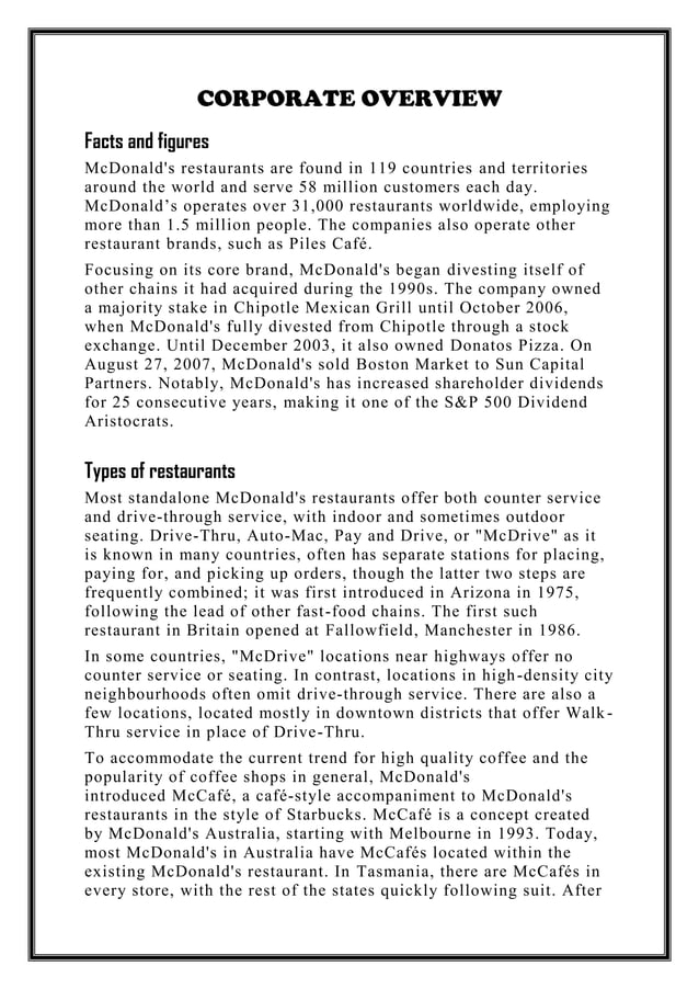 Project Report And Market Survey of McDonald’s- Cbse class 12 ...