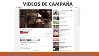 VIDEOS DE CAMPAÑA
https://vimeo.com/123341901 https://www.youtube.com/watch?v=9SloVPFLZE
 