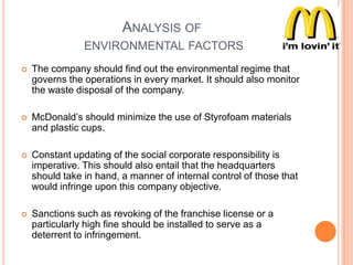 mcdonalds internal environment factors