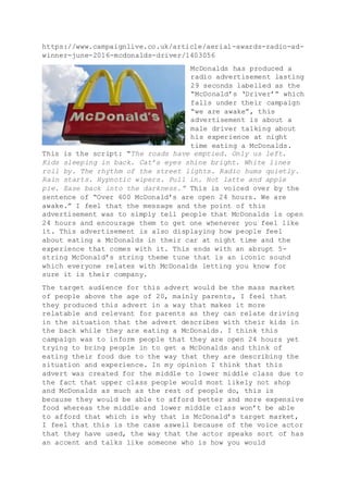 Mcdonalds advert | DOCX | Advertising Industry | Industries
