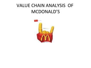 VALUE CHAIN ANALYSIS  OF  MCDONALD’S 
