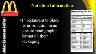 TM
Nutrition Information
•1st restaurant to place
its information in an
easy-to-read graphic
format on their
packaging
45
 