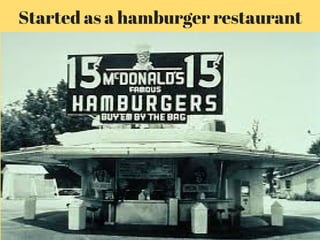 Started as a hamburger restaurant
 
