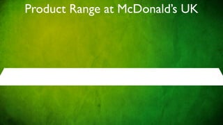 Product Range at McDonald’s UK
 