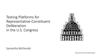 Testing Platforms for
Representative-Constituent
Deliberation
in the U.S. Congress
Samantha McDonald
All icons are from the Noun Project
 