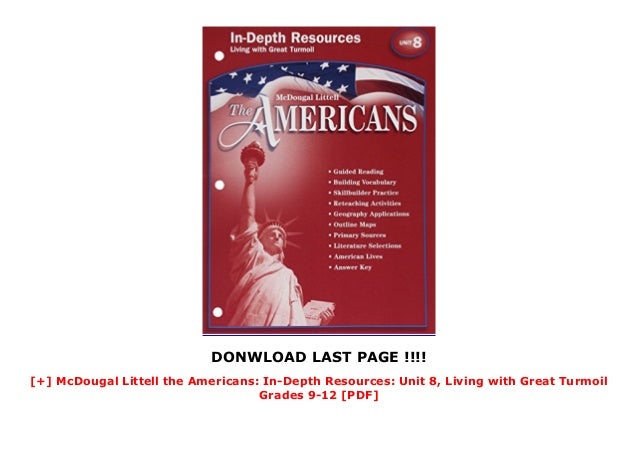 Mcdougal Littell The Americans In Depth Resources Unit 8 Livin