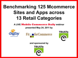 Benchmarking 125 Mcommerce
       Sites and Apps across
        13 Retail Categories
       A LIVE Mobile Commerce Daily webinar
                presented May 24, 2011 by




                  and sponsored by




1
 