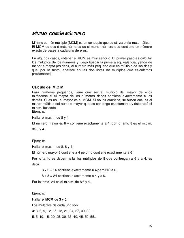 Máximo Común Divisor (mcd) y Mínimo Común Múltiplo (mcm)