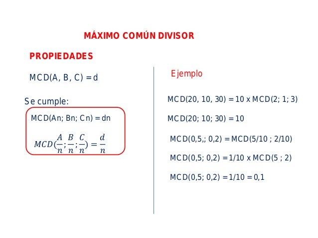 Mcd y mcm(propiedades)
