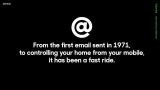 From the first email sent in 1971,
to controlling your home from your mobile,
it has been a fast ride.
@
 