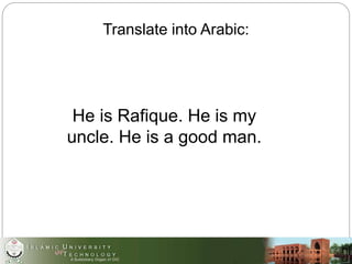 Arabic Past, Present and Future Tenses, and Possessive pronouns | PPTX