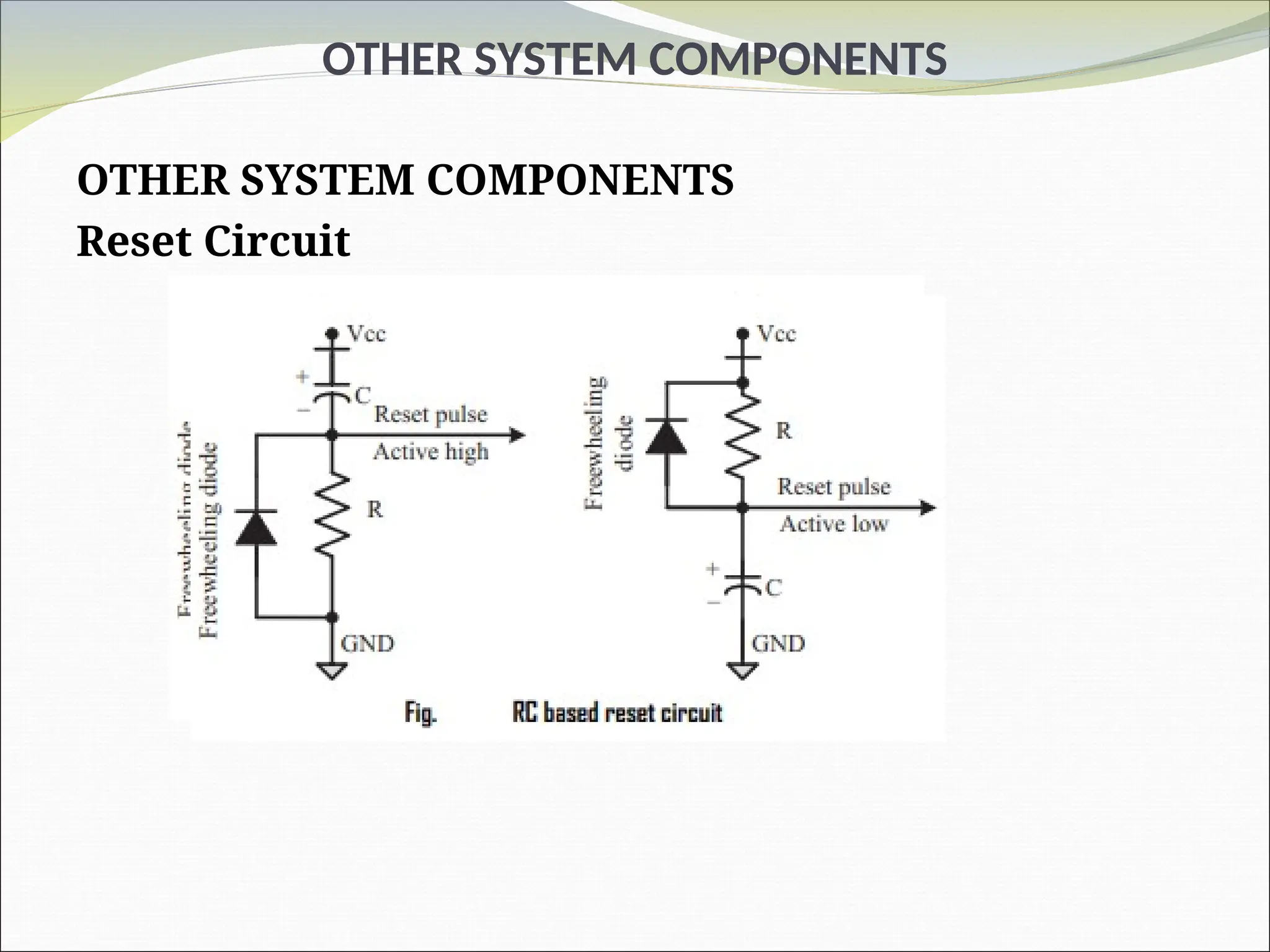 OTHER SYSTEM COMPONENTS
OTHER SYSTEM COMPONENTS
Reset Circuit
 