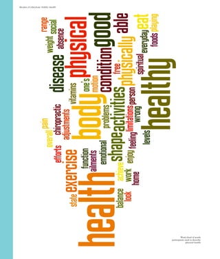Review of Literature: Holistic Health




                                                 Word cloud of words
                                        participants used to describe
                                                      physical health
 