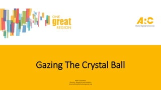 Gazing The Crystal Ball
Mike Carnathan
Director, Research and Analytics
mcarnathan@atlantaregional.org
 