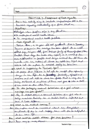 IGNOU Sample Practical File for MCFTL002 Mental Health and Disorders GN