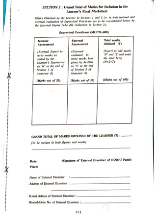 IGNOU Sample Practical File for MCFTL008 Reflective Journal